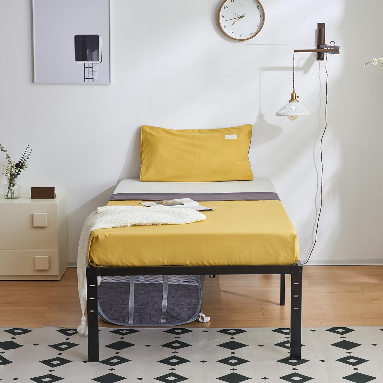 Cama Queen OLEVS Tamaño Queen con Plataforma de Metal Tamaño Queen con Almacenamiento de 2 Niveles y Cabecero de Luz LED, Estación de Carga Tipo C, No Necesita Box Spring