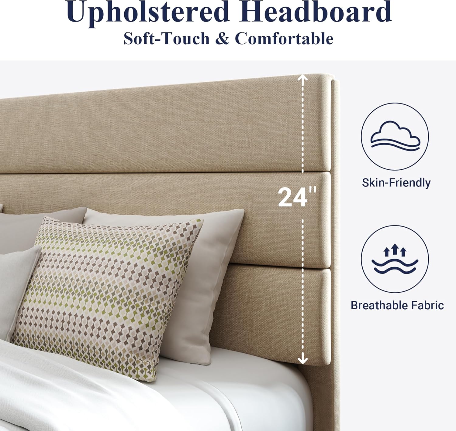 Ellie Marco de cama de plataforma de bambú King de 14 pulgadas, soporte de listones de madera, no se necesita somier, fácil montaje, marrón